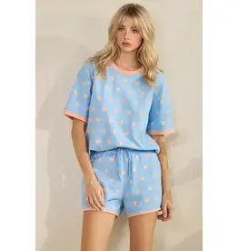 Cassidy Polka Dot Relaxed Lounge Set Available in 3 Colors - Blue/Orange - Black/White - White/Black