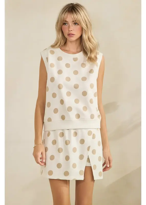 Mia Polka Dot Skort Set - Available in 4 Colors - Taupe - Blue - Red - Black