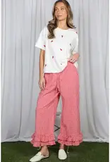 Ginger Gingham Casual Ruffled Hem Crop Pant