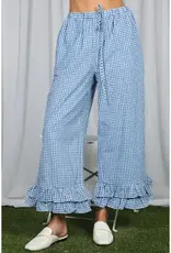 Ginger Gingham Casual Ruffled Hem Crop Pant