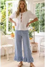 Ginger Gingham Casual Ruffled Hem Crop Pant