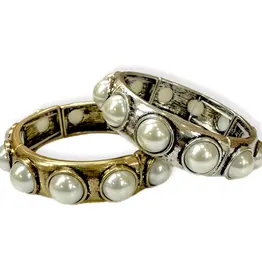 Pearl Bubble Stretch Bracelet: Silver