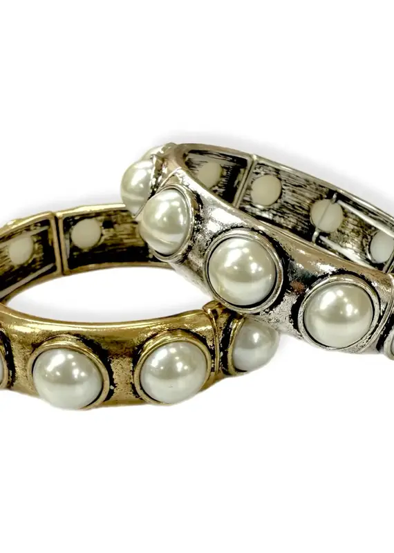 Pearl Bubble Stretch Bracelet: Silver