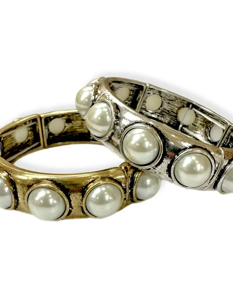 Pearl Bubble Stretch Bracelet: Silver
