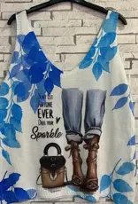 Don't Let Anyone Ever Dull Your Sparkle Printed V-Neck Tank - White