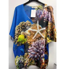 Coral Reef Starfish Printed Knit Top - ONE SIZE