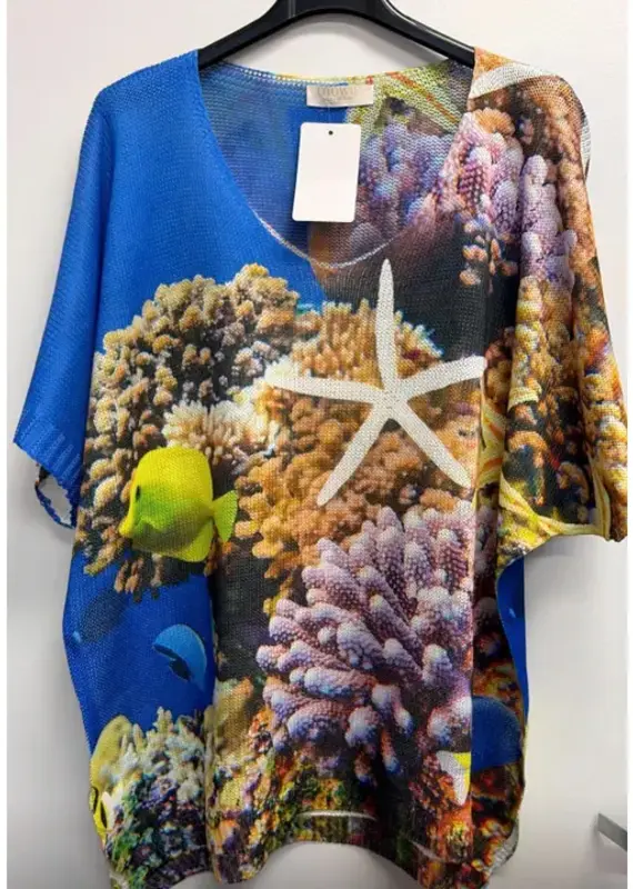 Coral Reef Starfish Printed Knit Top - ONE SIZE