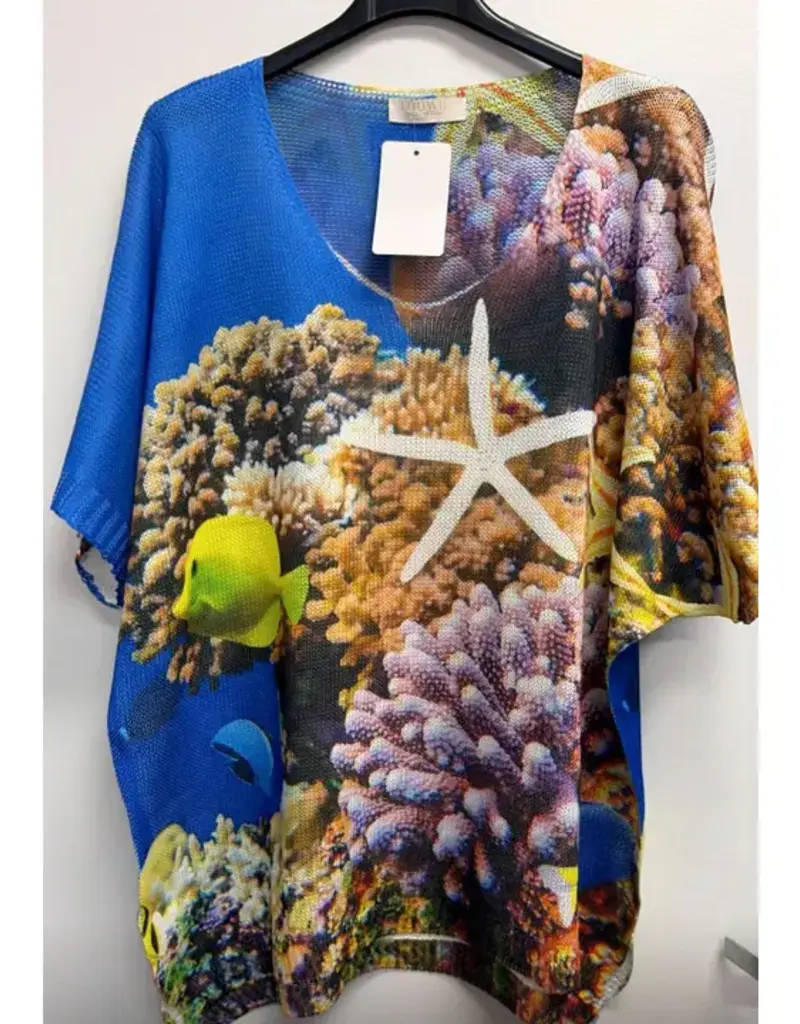 Coral Reef Starfish Printed Knit Top - ONE SIZE