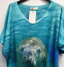 Manatee Printed Knit Top - ONE SIZE
