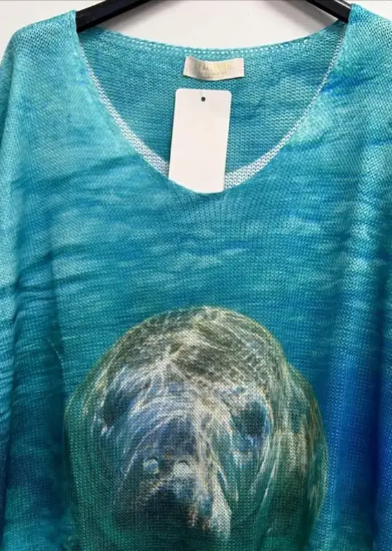 Manatee Printed Knit Top - ONE SIZE
