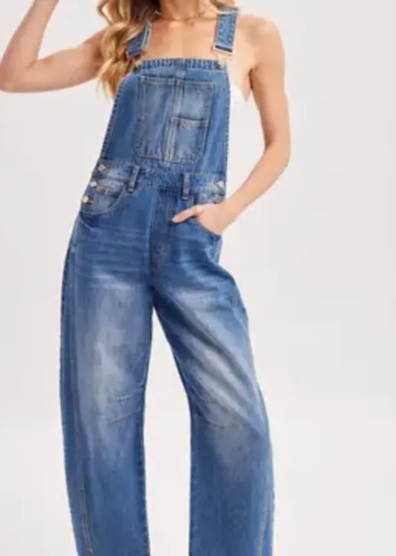 Braelyn Denim Barrel Overalls