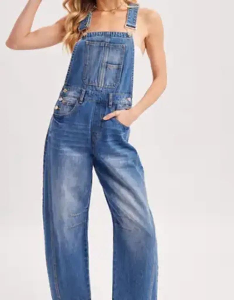 Braelyn Denim Barrel Overalls