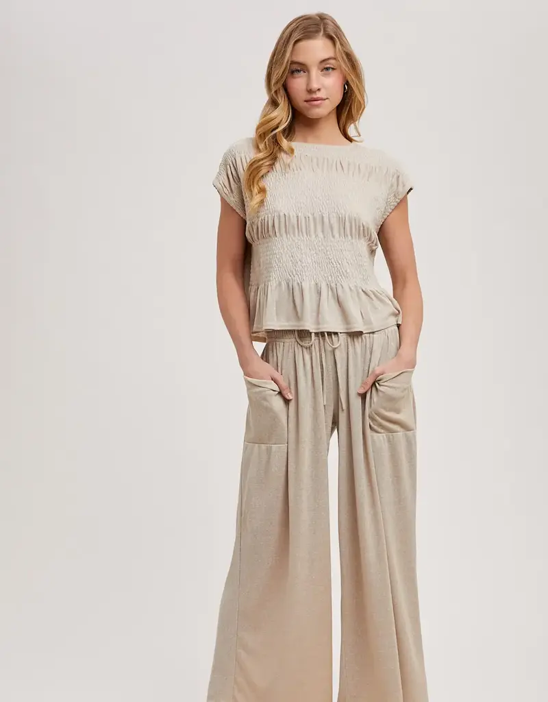 Ruby Relaxed Knit Smocked Top and Wide Pants Set