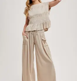 Ruby Relaxed Knit Smocked Top and Wide Pants Set