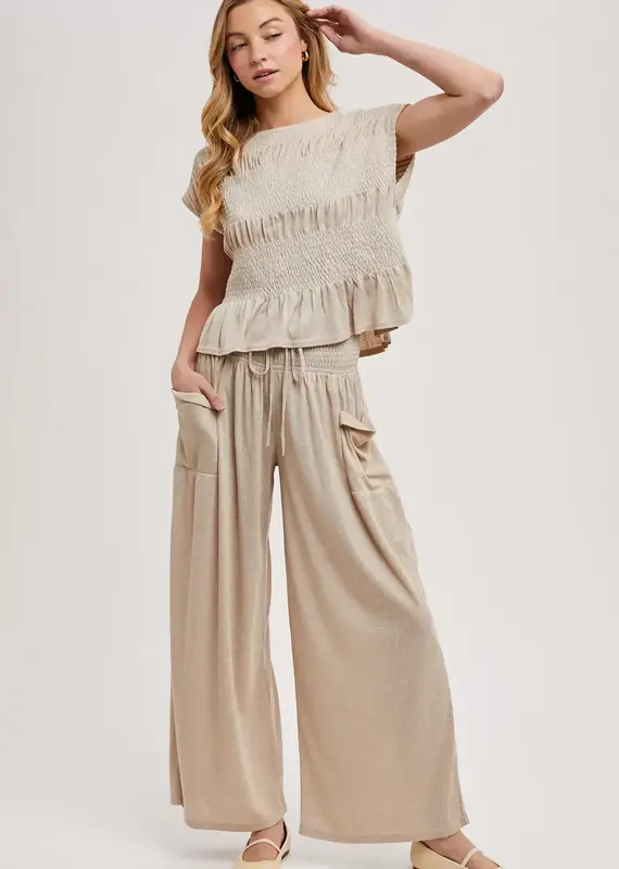 Ruby Relaxed Knit Smocked Top and Wide Pants Set