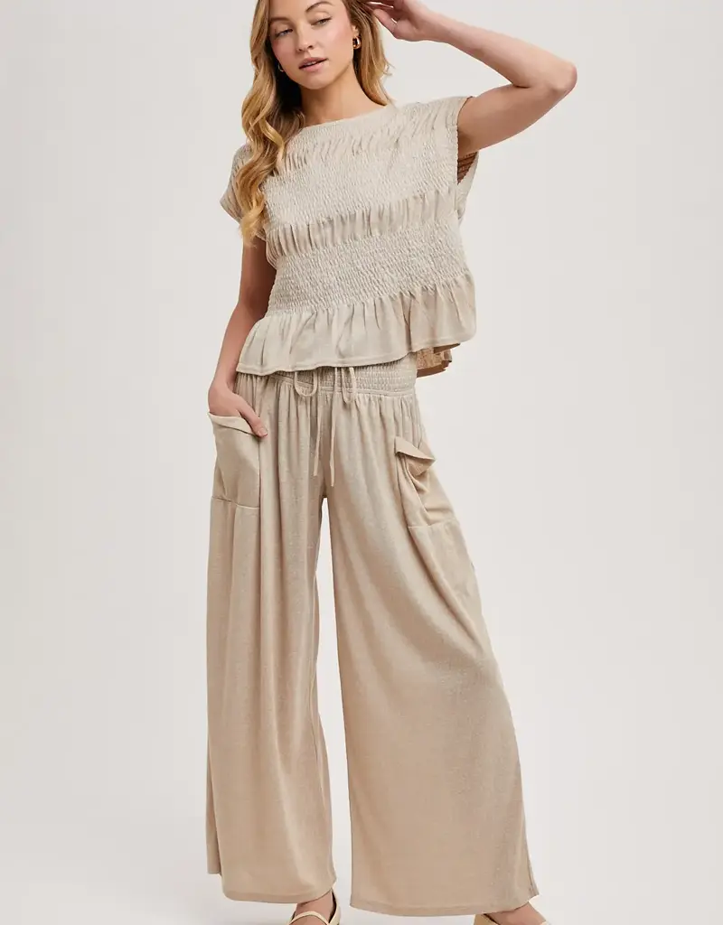 Ruby Relaxed Knit Smocked Top and Wide Pants Set