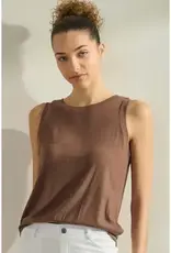 Ribbed Viscose Crew Neck Loose Fit Tank