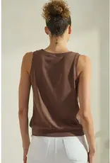 Ribbed Viscose Crew Neck Loose Fit Tank