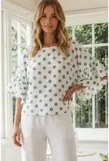 Windy Polka Dot Wild Ruffle Sleeve Flowy Top