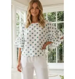 Windy Polka Dot Wild Ruffle Sleeve Flowy Top