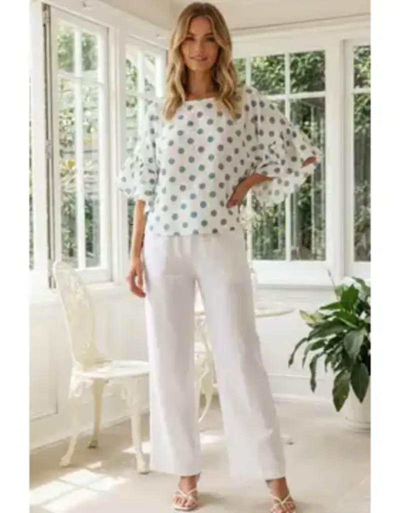 Windy Polka Dot Wild Ruffle Sleeve Flowy Top