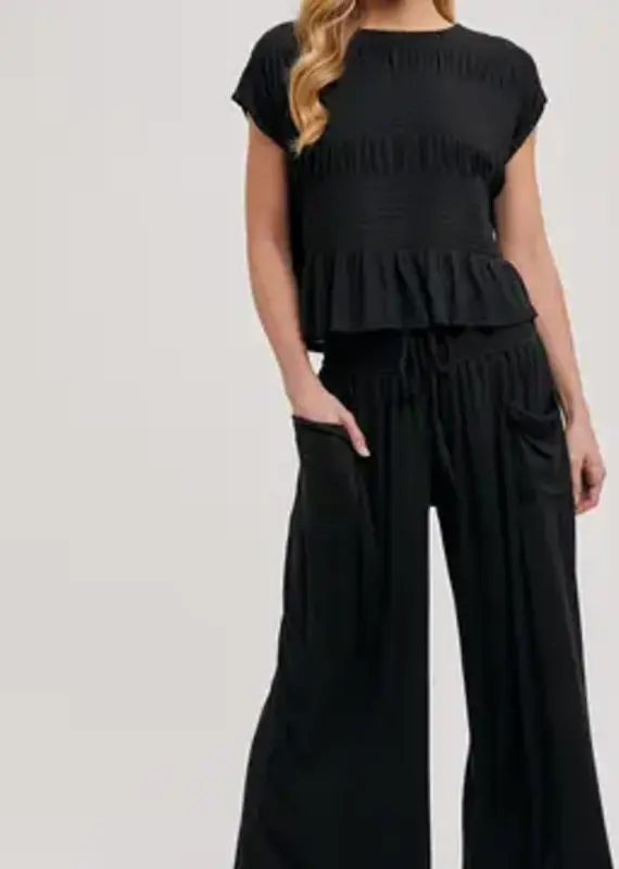 Ruby Relaxed Knit Smocked Top and Wide Pants Set