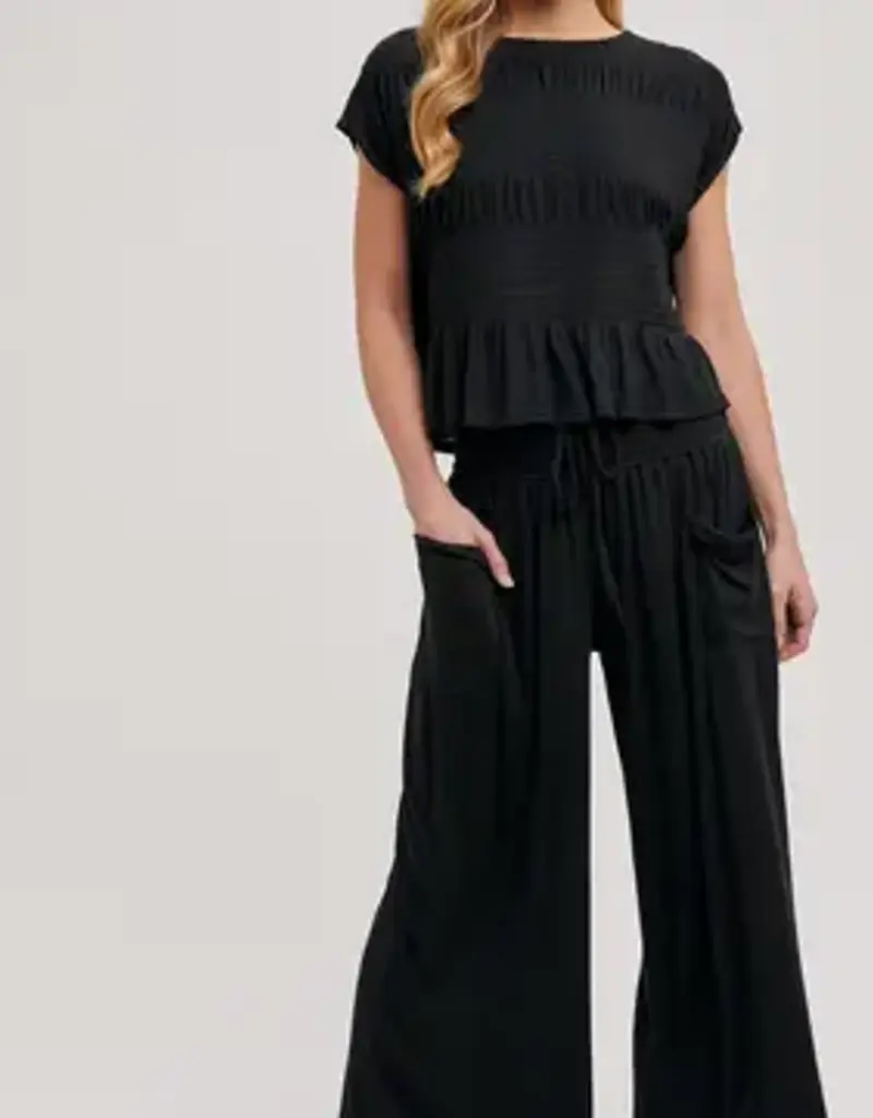 Ruby Relaxed Knit Smocked Top and Wide Pants Set