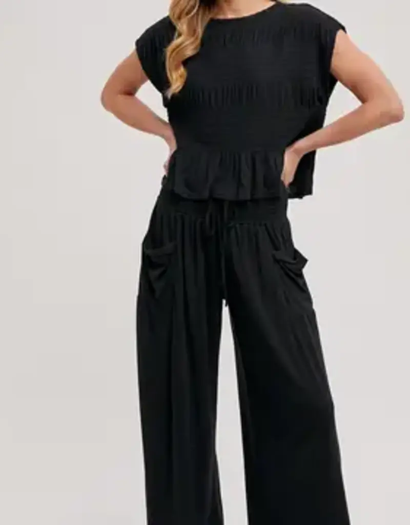 Ruby Relaxed Knit Smocked Top and Wide Pants Set