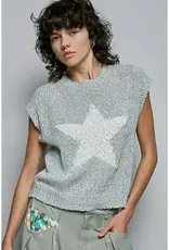 Popcorn Rib Star Print Sleeveless Top