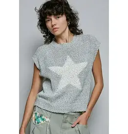 Popcorn Rib Star Print Sleeveless Top