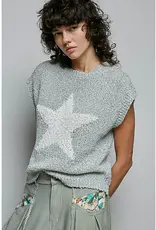 Popcorn Rib Star Print Sleeveless Top