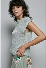 Popcorn Rib Star Print Sleeveless Top