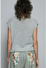 Popcorn Rib Star Print Sleeveless Top
