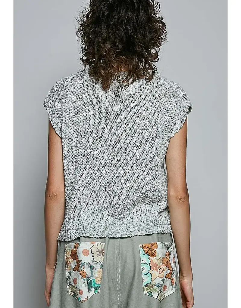 Popcorn Rib Star Print Sleeveless Top