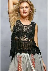 Cynthia Crochet Scalloped Trim Top