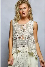Cynthia Crochet Scalloped Trim Top