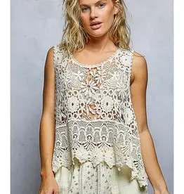 Cynthia Crochet Scalloped Trim Top Also available in Black