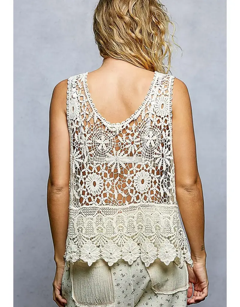 Cynthia Crochet Scalloped Trim Top