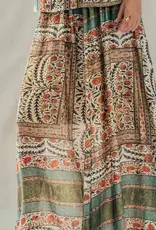 Botanical Bird Print Tencel Maxi Skirt