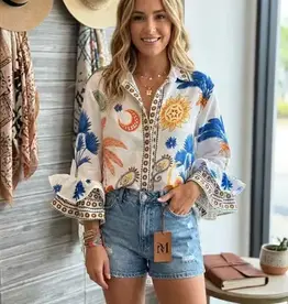 Sasha Summer Print Blouse - Made in Italy