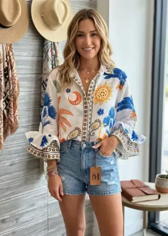 Sasha Summer Print Blouse - Made in Italy