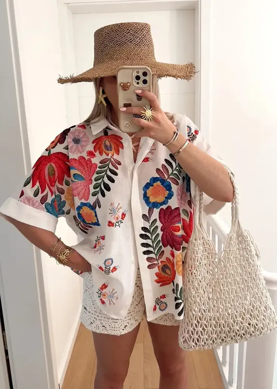 Aria Floral Print Blouse - Made in Italy
