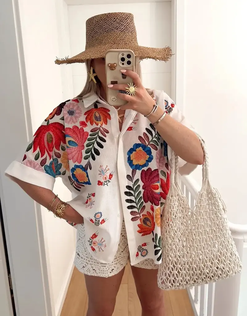 Aria Floral Print Blouse - Made in Italy