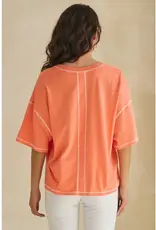 Ivy Soft V-Neck Top with Contrast Stitching
