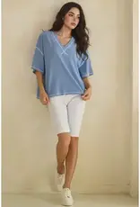 Ivy Soft V-Neck Top with Contrast Stitching