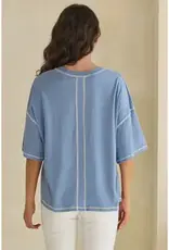 Ivy Soft V-Neck Top with Contrast Stitching