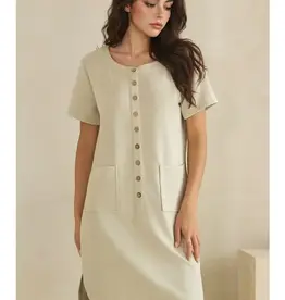 Linda Lightweight Modal Front Button Accent Dress
