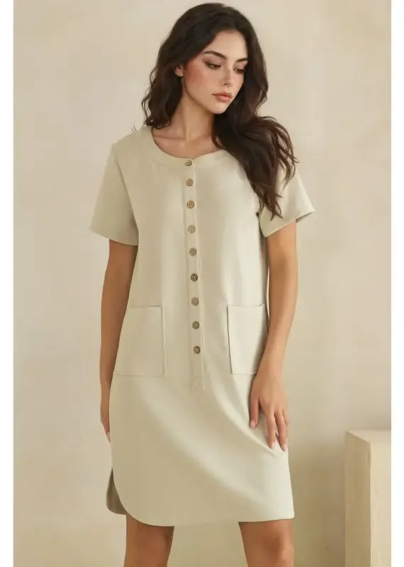 Linda Lightweight Modal Front Button Accent Dress