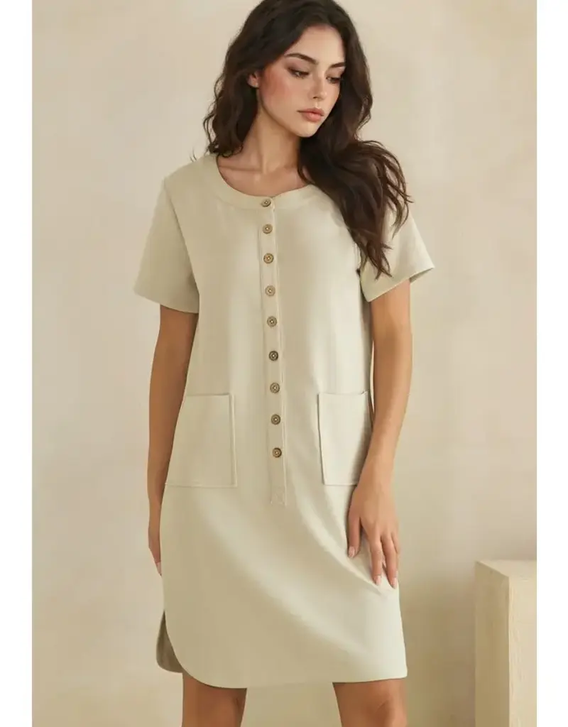 Linda Lightweight Modal Front Button Accent Dress