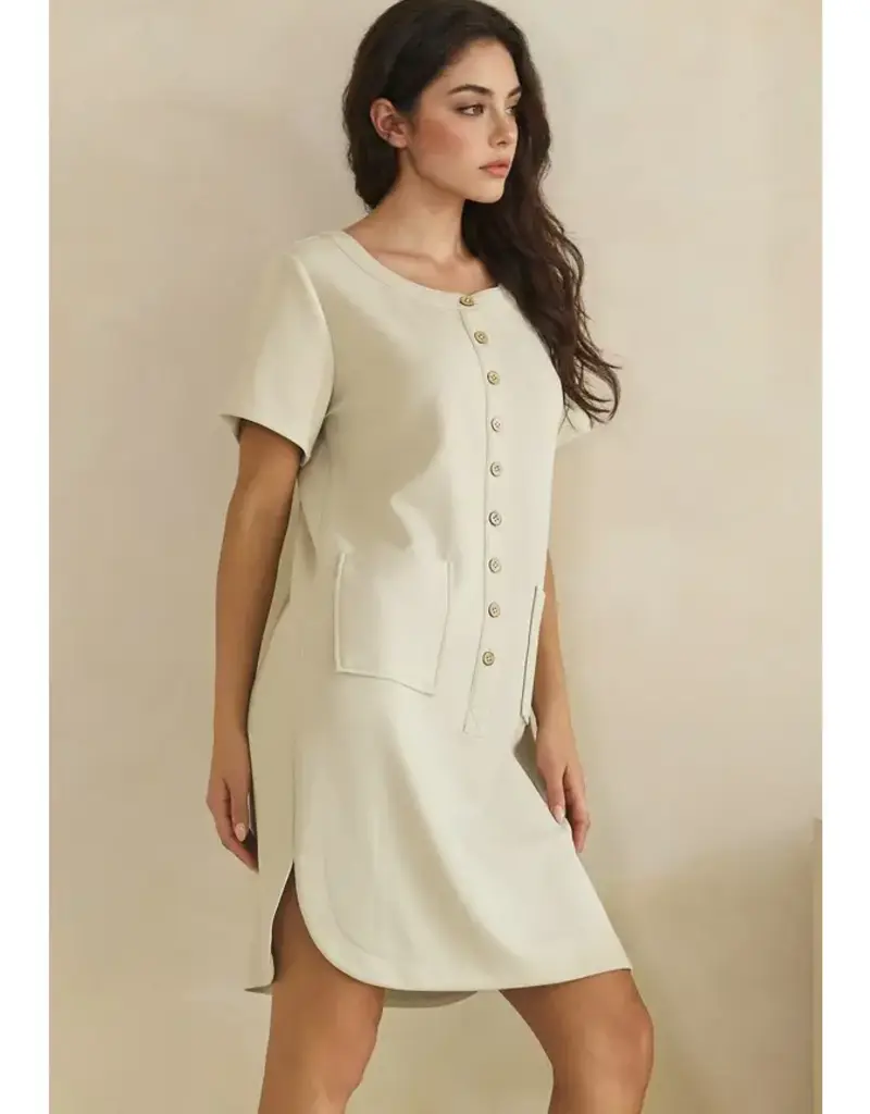 Linda Lightweight Modal Front Button Accent Dress